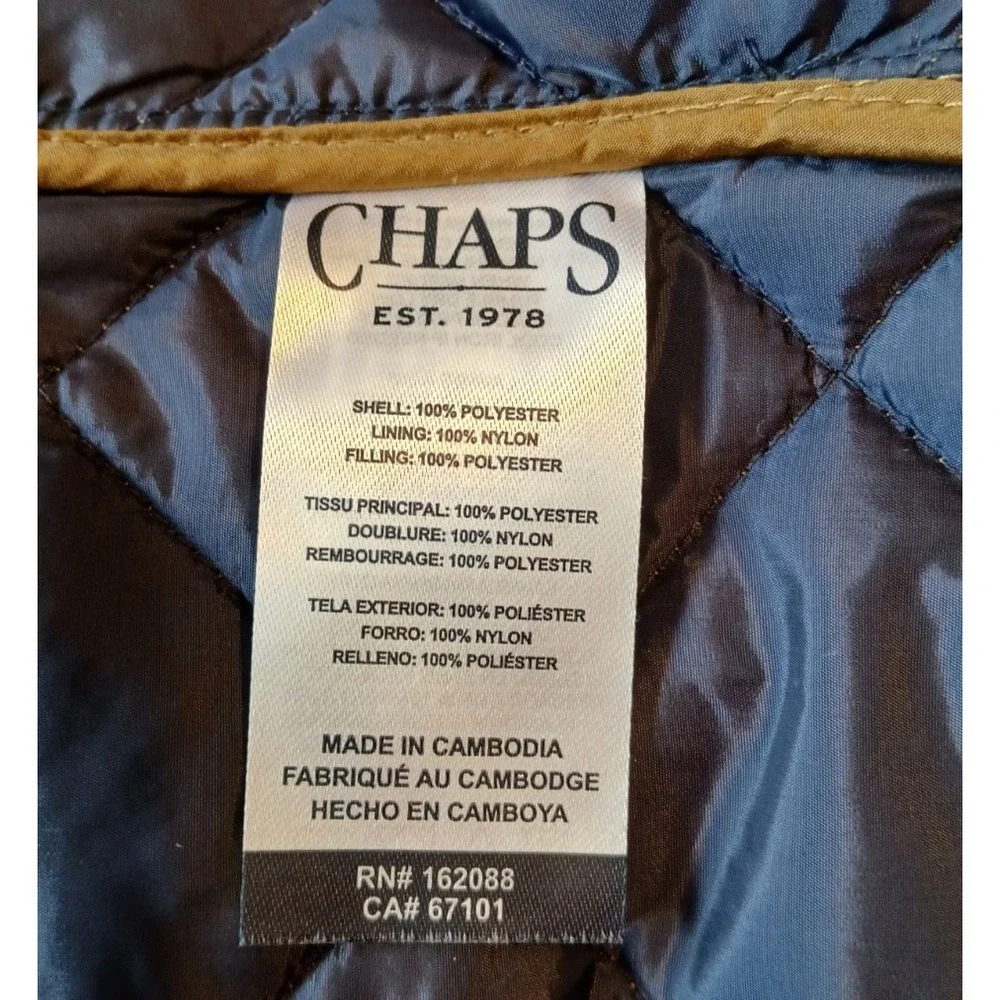 Brown Chaps Quilted Barn Corduroy Collar Puffer Jacket